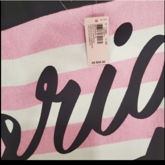 Victoria's secret canvas  striped logo beach tote - Picture 2 of 9